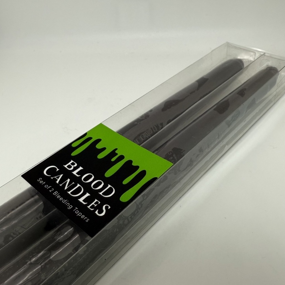 World Market Blood Taper Candles - Black with Blood Drip (Pair)